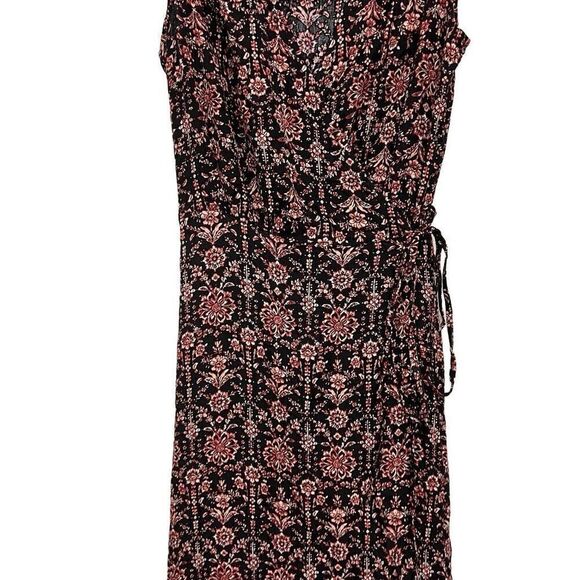 Lulus floral wrapped maxi dress black & red size small - Picture 4 of 5